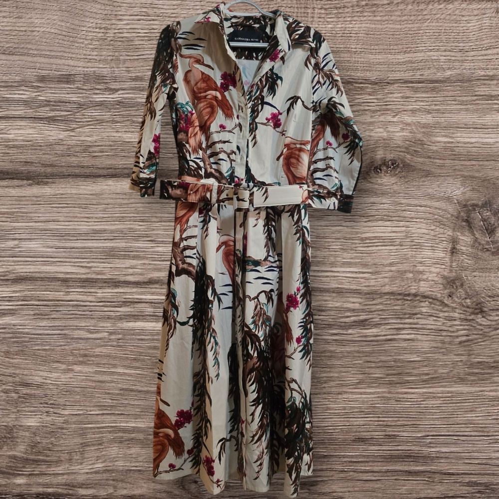 Samantha Sung Floral Crane Print Maxi Dress